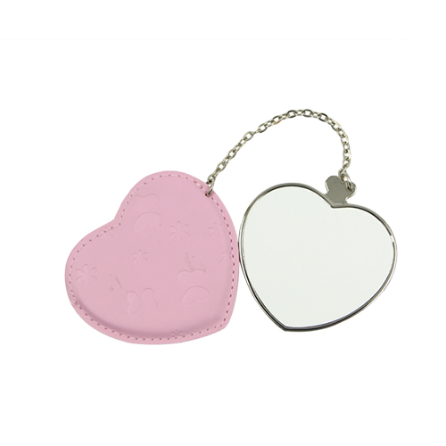 Heart Hand Mirror With Leather Case