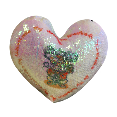 Pink Heart Sequin Pillow Cover