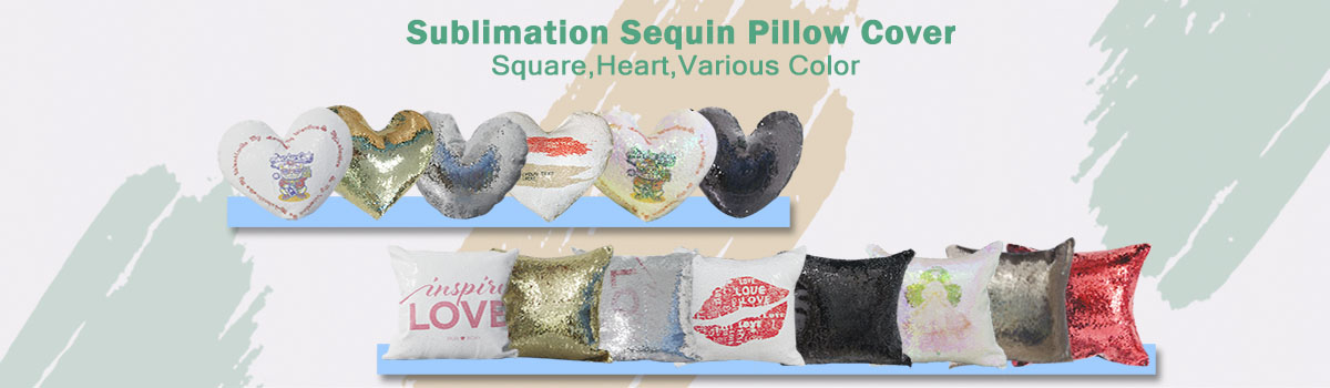 Square Heart Sublimation Magic Sequin Flip Pillow Cover