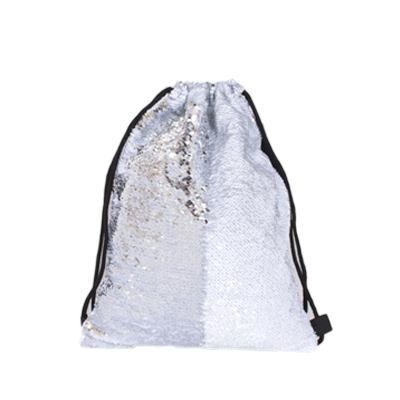 Silver Sequin Drawstring Bag