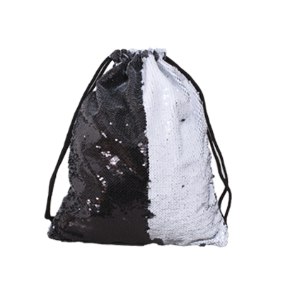 Black Sequin Drawstring Bag