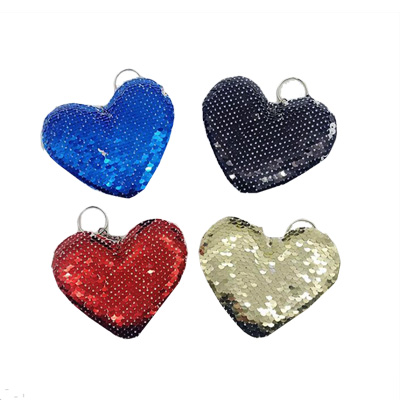Heart Blue Sequin Keychain