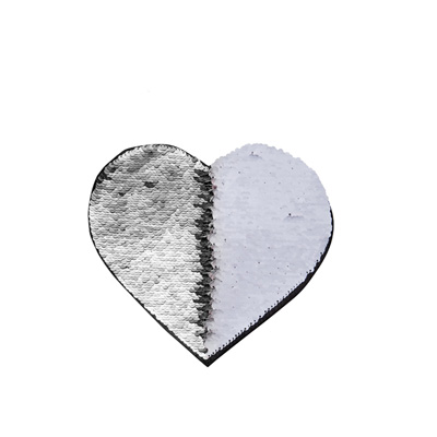 Silver Heart Sequin Patch