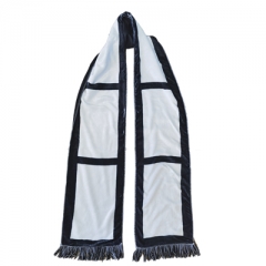 6 panel sublimation white scarf with tassel