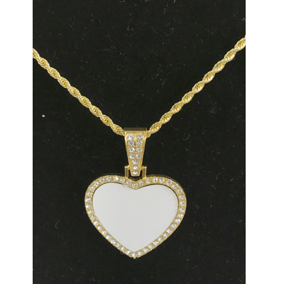 love heart sublimation pendant necklace