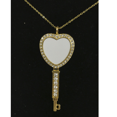 Sublimation heart key necklace