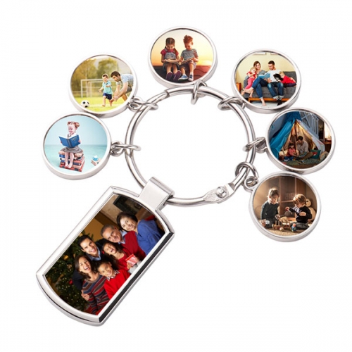 6 Charms Set Keychains Sublimation Blank Metal Key chain