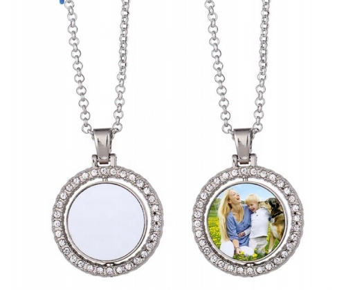 Sublimation rotatable round  jewelry necklace