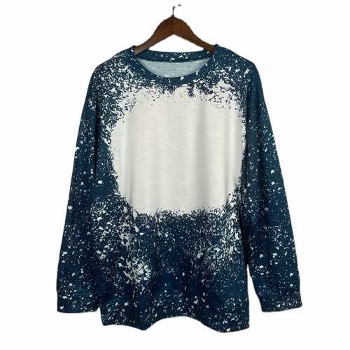Sublimation  Polyester Faux Bleached Sweat shirt