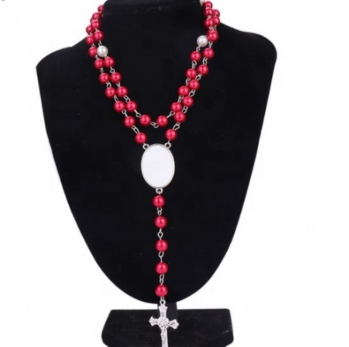 Sublimation rosary necklace pendant jewelry