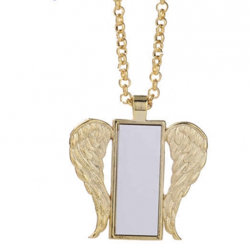 Gold Angel Wing Sublimation Pendant Jewelry Necklace