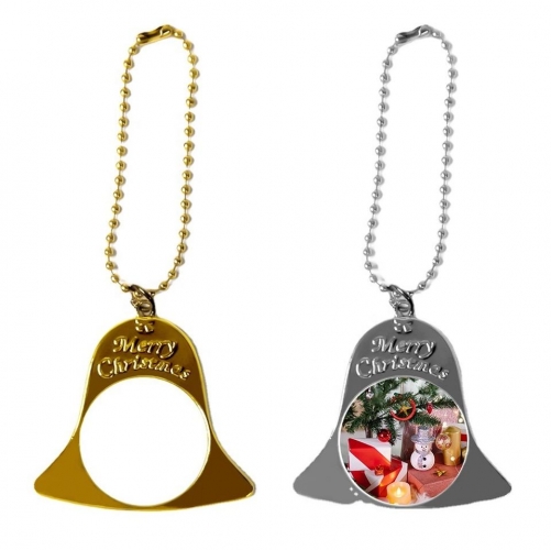 Xmas Gold Silver Sublimation Bell Ornament
