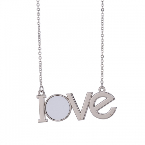 Sublimation  LOVE letter double heart necklace
