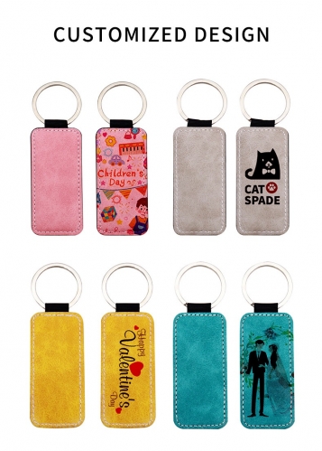Rectangle Leather Keychains