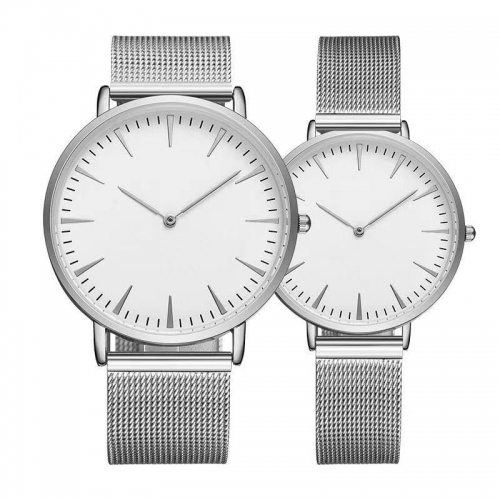 Silver Sublimation Couple Watch