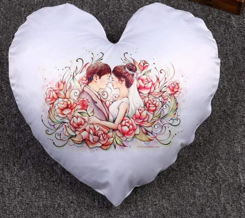 Heart White Sublimation Pillow Cover