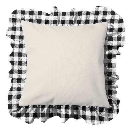 Linen Ruffle Plaid Sublimation Pillow Case