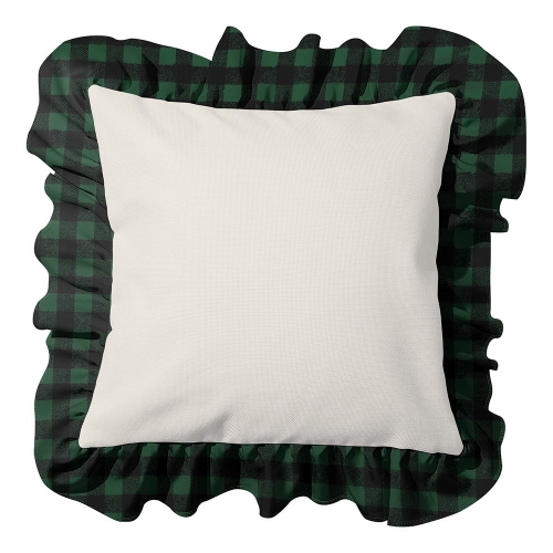 Linen Ruffle Plaid Sublimation Pillow Case
