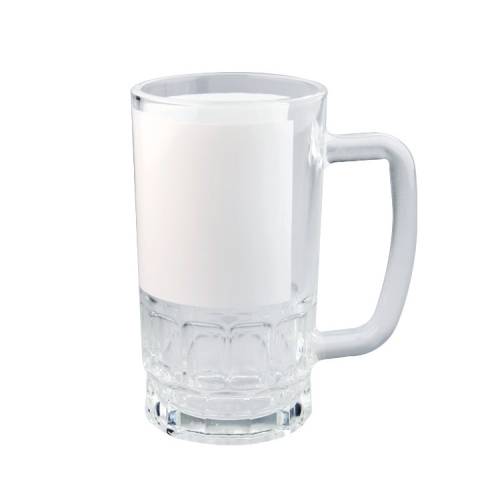 16oz White Patch Sublimation Glass Beer Mugs Cups