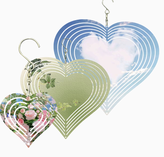 3" 8" 10" Heart Sublimation Wind Spinner