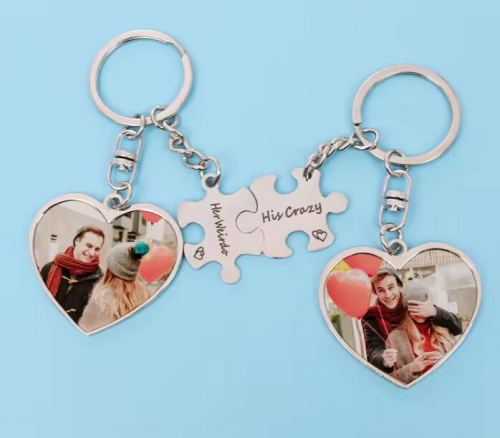 Heart Sublimation Puzzle Keychains
