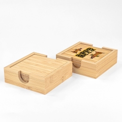 Bamboo Sublimation Coasters with holder