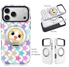 3D 2 in 1 Sublimation Rotating Kickstand Film Phone Cases with Magnetic Ring Stand