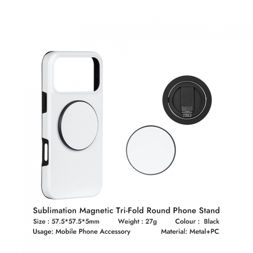 Sublimation Magnetic Tri-Fold Round Phone Stand